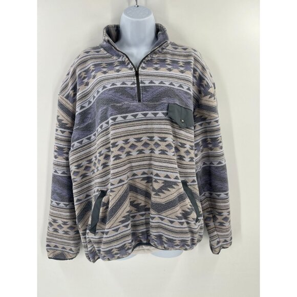 Rafter C XL Aztec Cotton Quarter-Zip Pullover Sweater Southwestern Tribal 90s - Picture 12 of 14